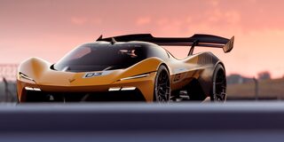 Side View of a Yellow and Black 2026 Corvette CX.R Racing on a Track
