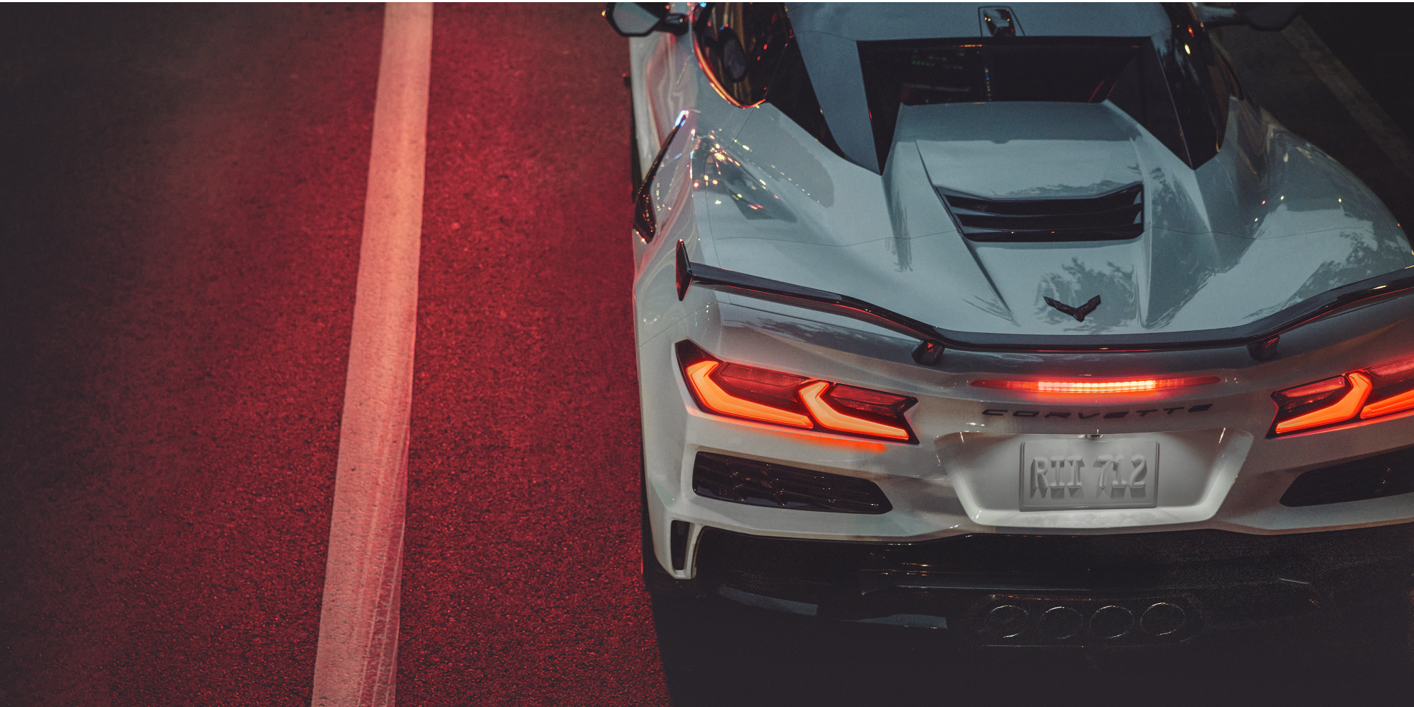 View of the Rear End of a White 2026 Chevy Corvette Z06