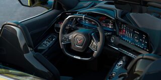 Close-Up View of the Steering Wheel Inside the 2026 Chevy Corvette