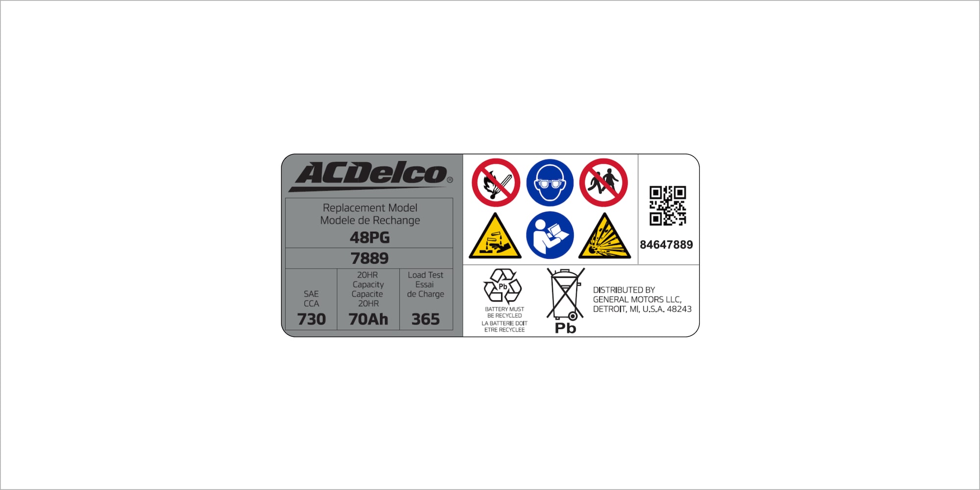 AC Delco Product Label