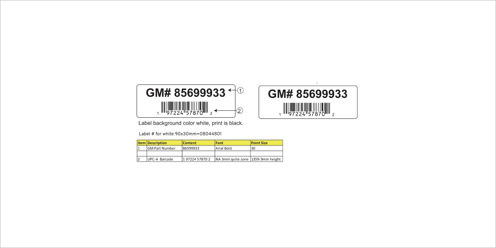 GM Traceability Label