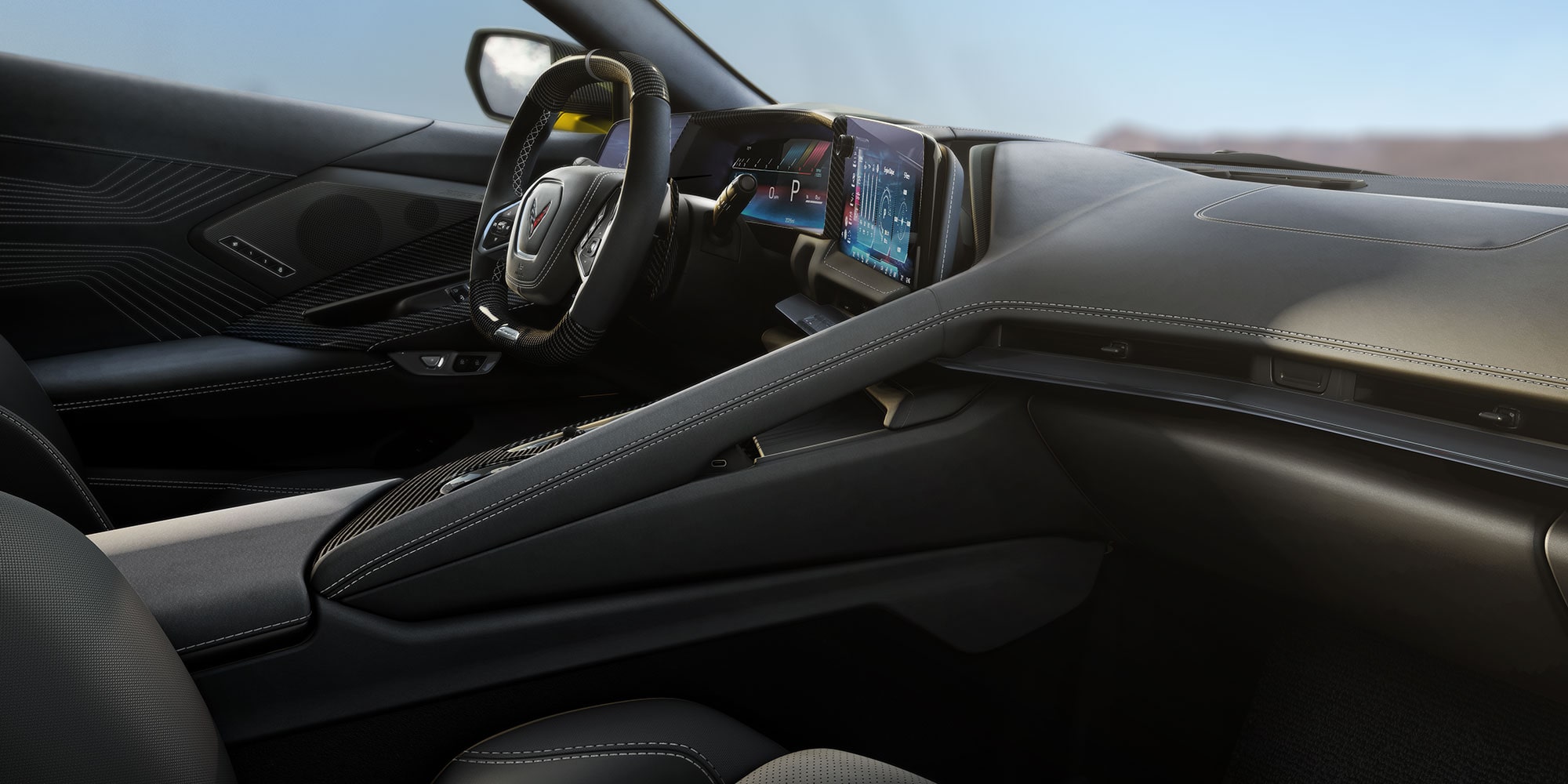 2026 Chevy Corvette Stingray Interior in Santorini Blue with Jet Black