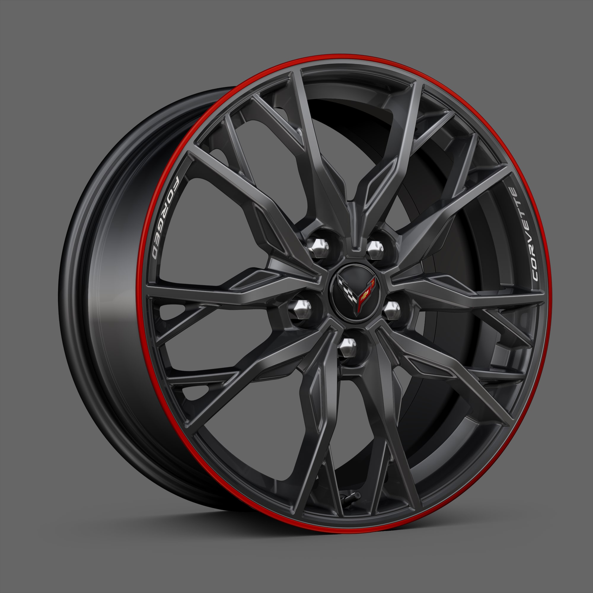 Midnight Gray with Red Stripe Forged-Aluminum Wheels