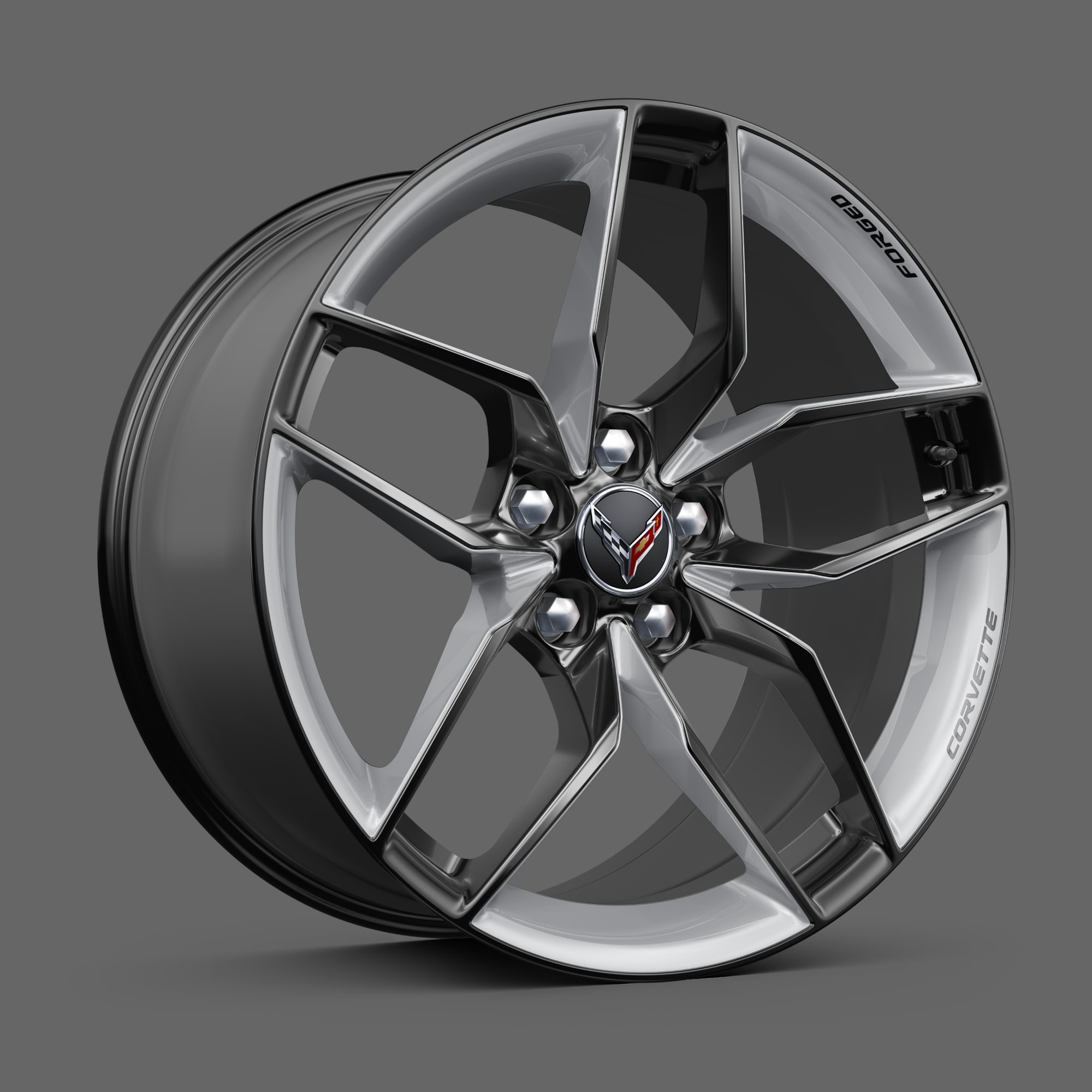 20-inch Front/21-inch Rear 10-spoke Bright Polished Forged Aluminum Wheels with Carbon Flash Painted Pockets