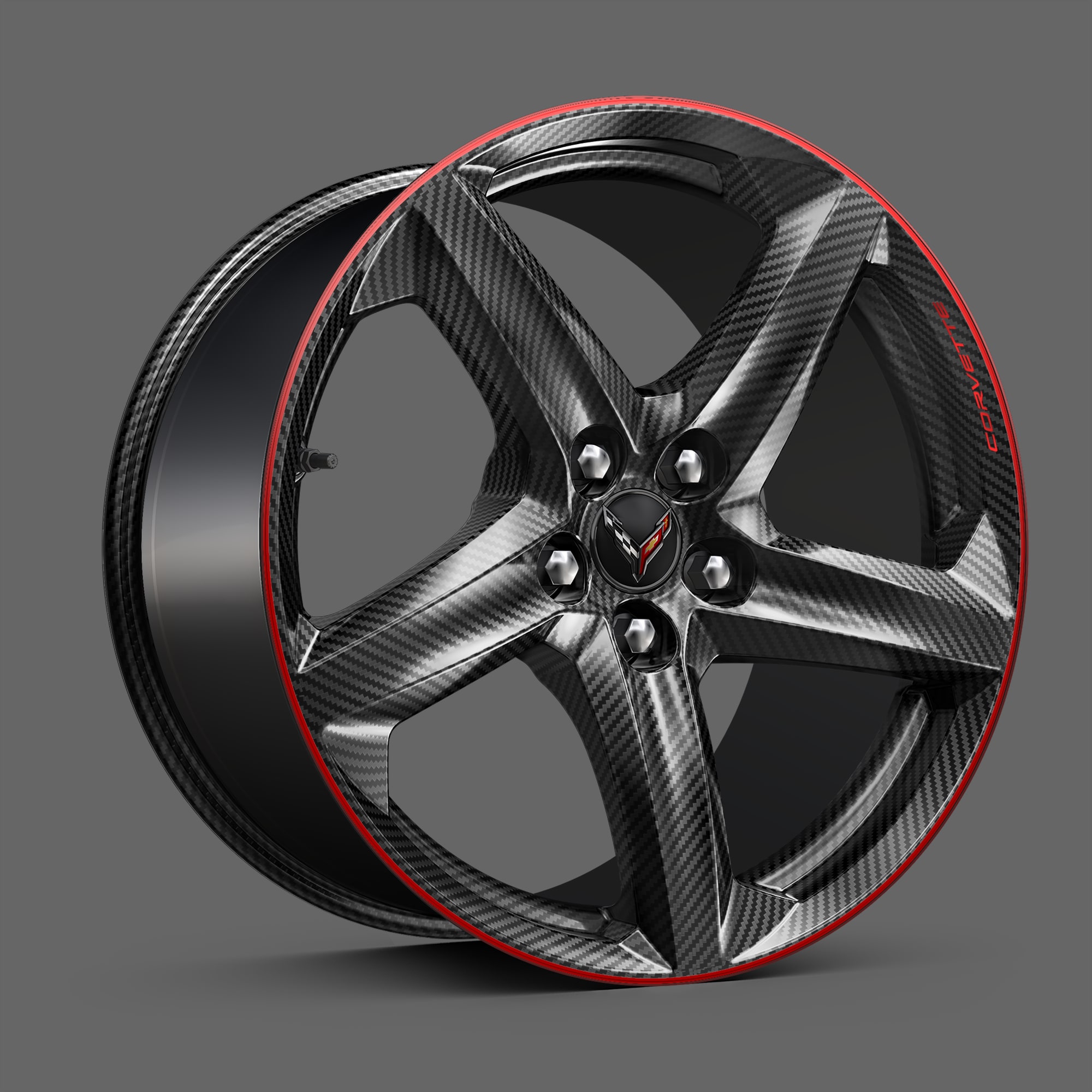 Carbon Fiber Wheels with Red Rim