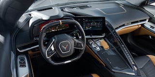 Driver’s Seat View of the Steering Wheel and Dashboard of a Chevy Corvette R-Ray