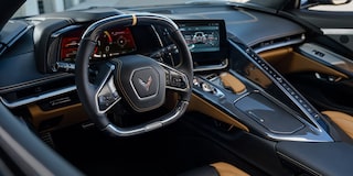 Driver’s Seat View of the Steering Wheel and Dashboard of a Chevy Corvette R-Ray