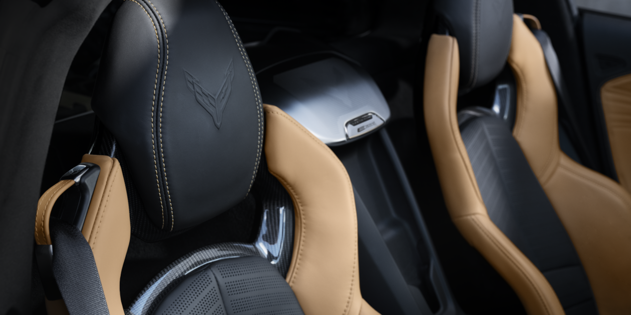 A Close- View of the Headrests inside the Chevy Corvette E-Ray