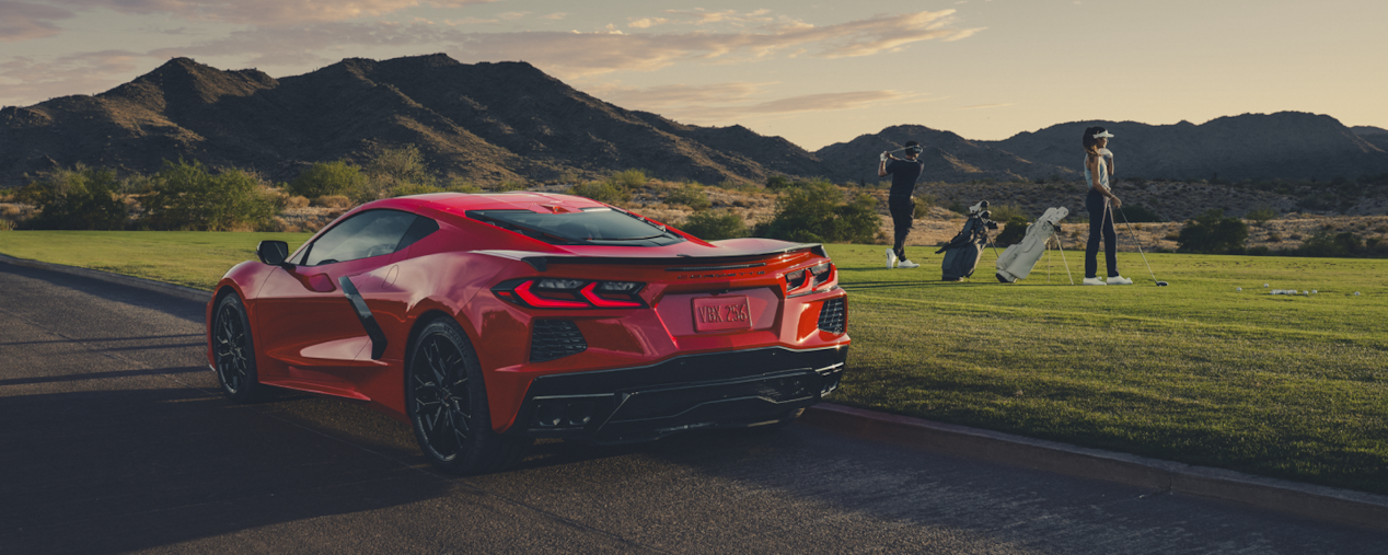 2025 Corvette Stingray Parked at a Golf Driving Range