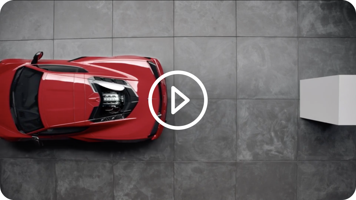 Overhead View of a 2025 Red Chevy Corvette Stingray on the Left Side of the Frame