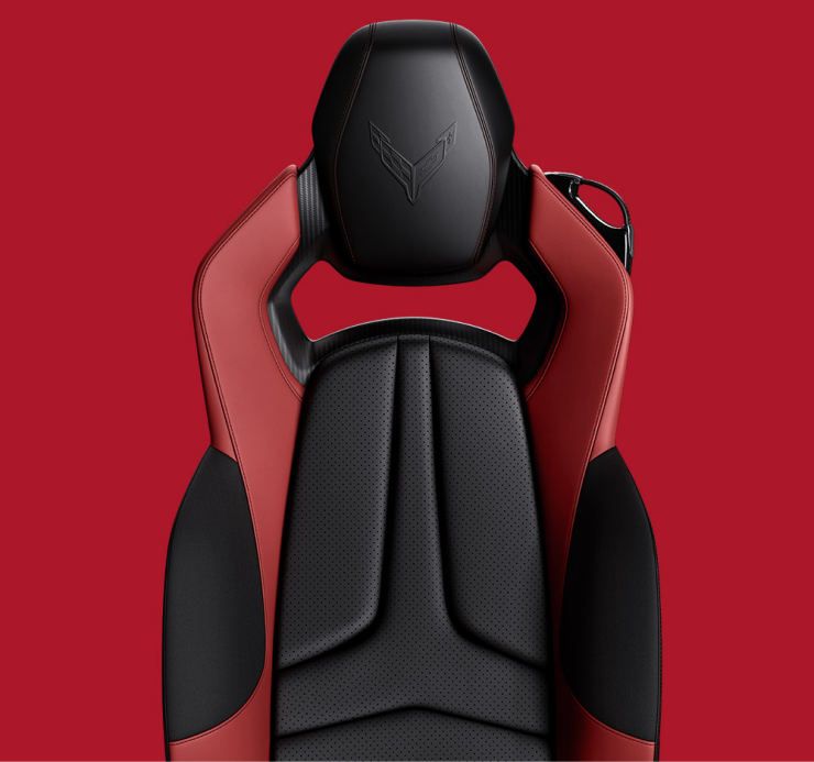 Red and Black Interior Seats Inside the 2025 Corvette Stingray