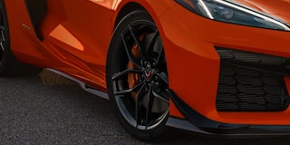 Close-up of the Lower Front Portion of an Orange 2025 Chevy Corvette Z06