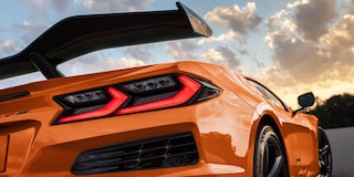 Low Angle View of the Taillight and Rear of an Orange 2025 Chevy Corvette Z06